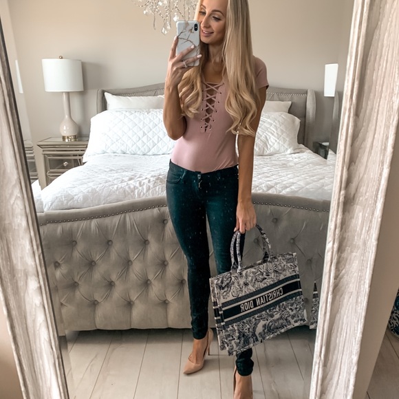 Dusty Mauve Lace Up Bodysuit - Picture 7 of 12